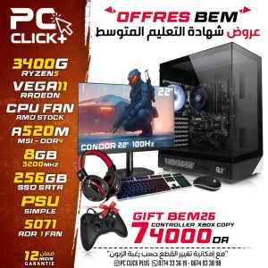 Config Ryzen 5 3400G / 8GB / 256GB + Ecran + Full Accessoires