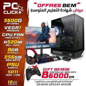 Config Ryzen  5 5600G / 8GB / 256GB + Ecran + Full Accessoires